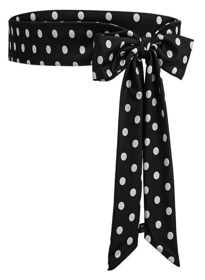 BOHUIZ Wedding Satin Sash Belt Women Dress Sash Bridal Belt Waist Belts for Party Special Occasion 2'' Wide Double Side Dots(Black) - Image 1